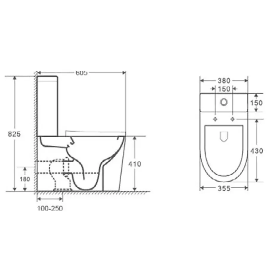 Aquore Toilette WC à poser TURIN en ceramique noir mat* Wc À Poser