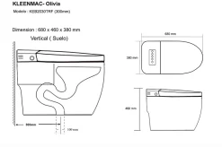 Kleenmac Toilettes intelligentes Olivia KEB2030TRF (sans réservoir) (toilettes japonaises) sortie verticale 300 mm Gris* Wc Japonais