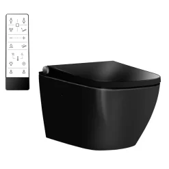 Bernstein Toilettes Japonais céramique noir, WC lavant + télécommande, filtre, séchoir, rincage 180 - 38,4x59,3x38cm - Pro+ 1104* Wc Japonais