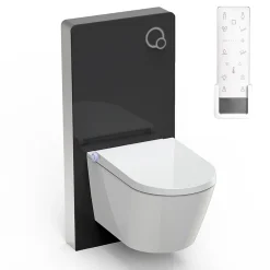 Bernstein Toilettes Japonais céramique, WC lavant avec module noir (100,4x48,3x10,8cm) + télécommande - WC 38,4x59,3x38cm - Pro+ 1102* Wc Japonais