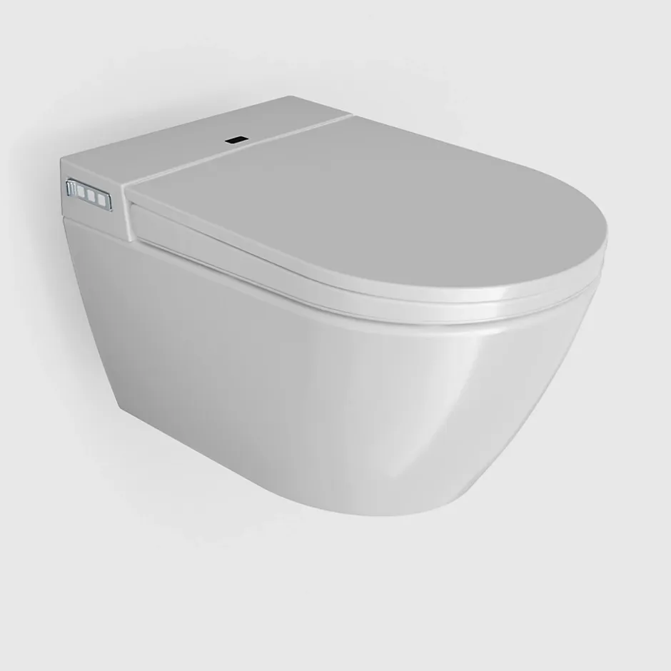 Bernstein Toilettes japonaises céramique WC lavant suspendus + Télécommande, siège chauffant, séchoir, Blanc, 59,2x40x42,4cm - 540PRO