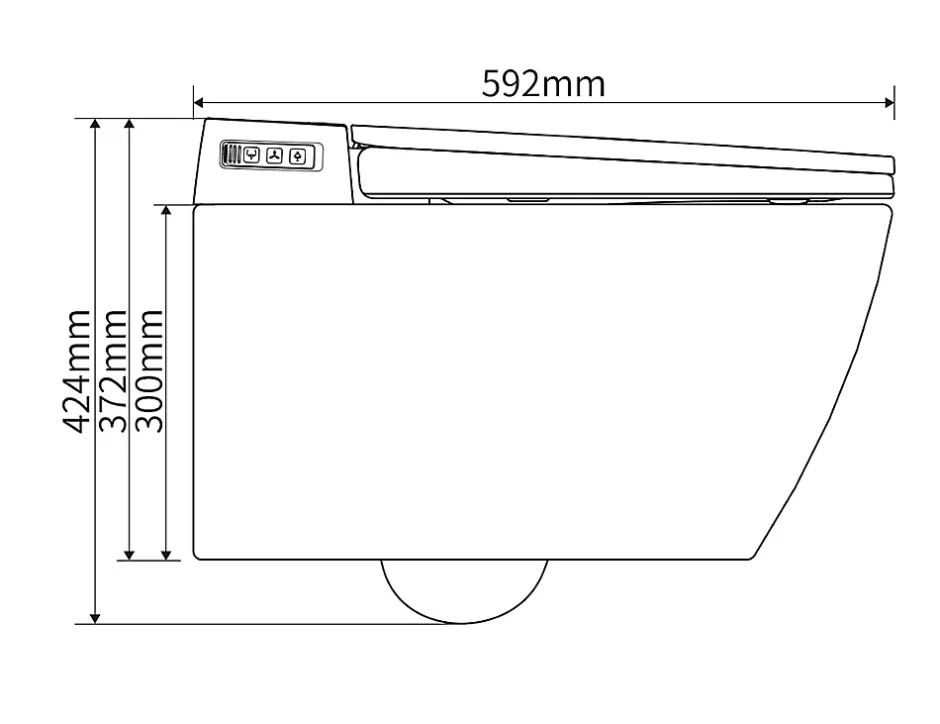 Bernstein Toilettes japonaises céramique WC lavant suspendus + Télécommande, siège chauffant, séchoir, Blanc, 59,2x40x42,4cm - 540PRO