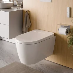 Duravit Toilettes Japonaises, WC japonais suspendu, WC lavant LED + Télécommande, siège chauffant, anti-tartre - 58x37,5x40,5cm - Soleil