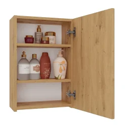 Autres TONNI - Armoire de toilette murale 1 porte - Meuble Salle De Bain avec miroir - 40x22x60 cm - Rangement