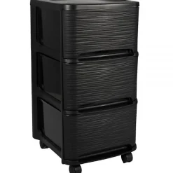Eda Tour de rangement en plastique moderne 3 tiroirs - Noir