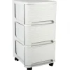 Eda Tour de rangement en plastique moderne 3 tiroirs - Blanc* Meuble Buanderie