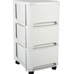 Eda Tour de rangement en plastique moderne 3 tiroirs - Blanc* Meuble Buanderie
