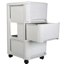 Eda Tour de rangement en plastique moderne 3 tiroirs - Blanc* Meuble Buanderie