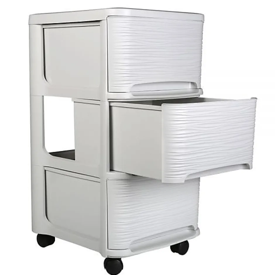 Eda Tour de rangement en plastique moderne 3 tiroirs - Blanc* Meuble Buanderie