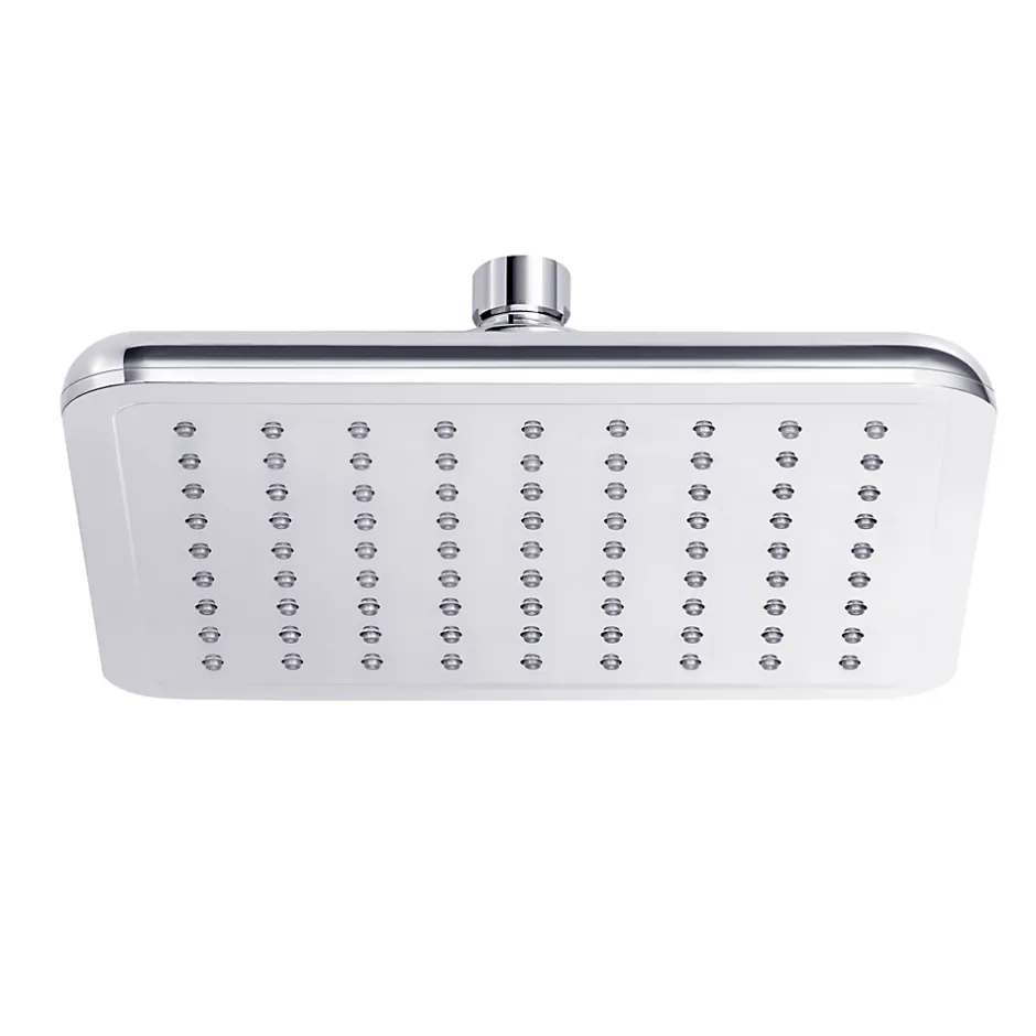 GoodHome Tête de douche carrée 20 x 20 cm, chrome, Milia* Pommeau De Douche, Flexible Et Barre De Douche