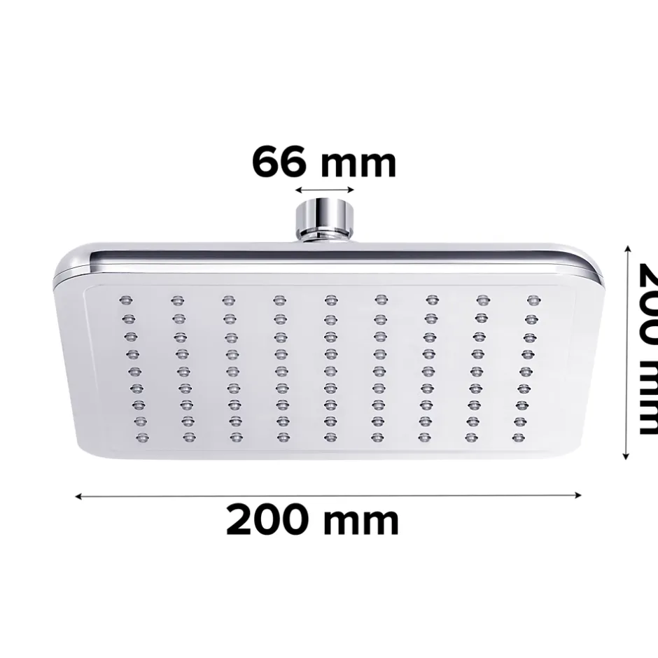 GoodHome Tête de douche carrée 20 x 20 cm, chrome, Milia* Pommeau De Douche, Flexible Et Barre De Douche