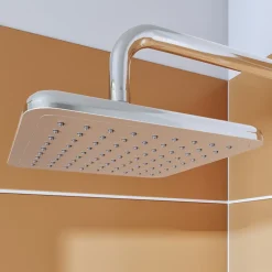 GoodHome Tête de douche carrée 20 x 20 cm, chrome, Milia* Pommeau De Douche, Flexible Et Barre De Douche