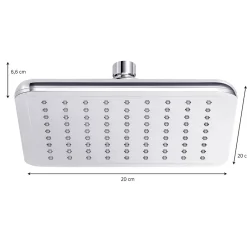 GoodHome Tête de douche carrée 20 x 20 cm, chrome, Milia* Pommeau De Douche, Flexible Et Barre De Douche