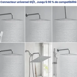 Sofetiy Max Tête de douche Inox Carrée 25cm Kit de douche