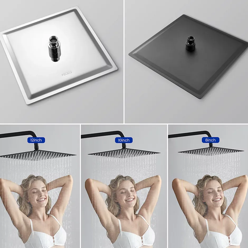 Sofetiy Max Tête de douche Inox Carrée 25cm Kit de douche* Pommeau De Douche, Flexible Et Barre De Douche