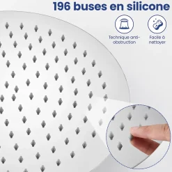 Sofetiy Max Tête de douche Inox Rond 30cm Kit de douche* Pommeau De Douche, Flexible Et Barre De Douche