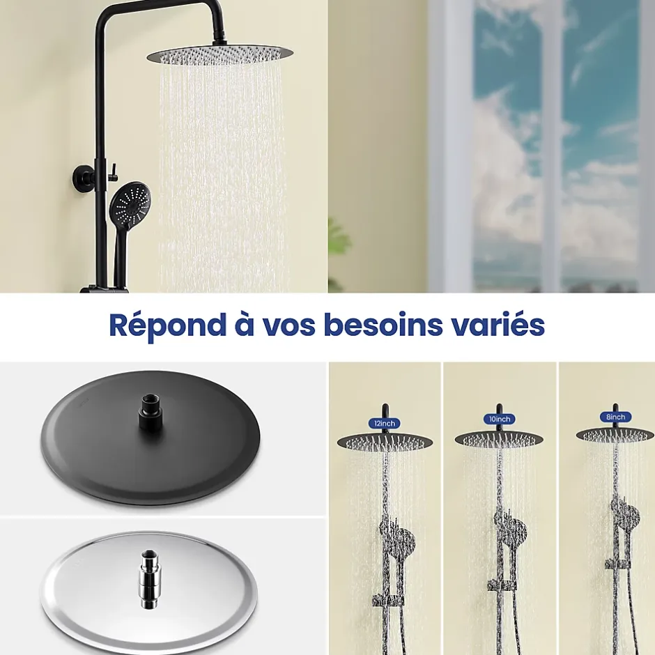 Sofetiy Max Tête de douche Inox Rond 30cm Kit de douche
