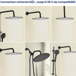 Sofetiy Max Tête de douche Inox Rond 30cm Kit de douche