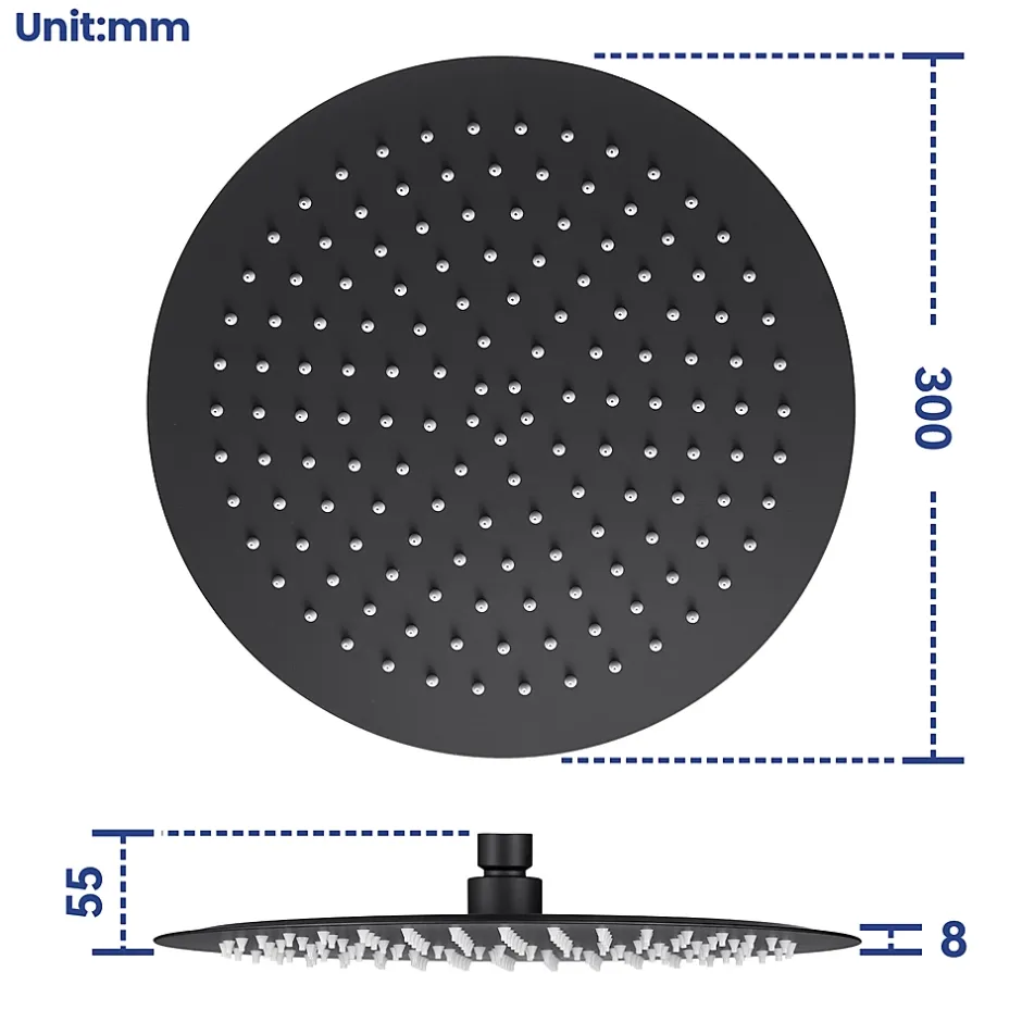 Sofetiy Max Tête de douche Inox Rond 30cm Kit de douche