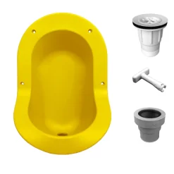 Ti'Pi Urinoir sans eau encastrable avec kit valve parachute et manchon droit - Polyéthylène - Jaune