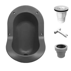Ti'Pi Urinoir sans eau encastrable avec kit valve parachute et manchon droit - Polyéthylène - Gris foncé* Urinoir