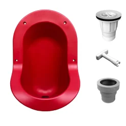 Ti'Pi Urinoir sans eau encastrable avec kit valve parachute et manchon droit - Polyéthylène - Rouge* Urinoir