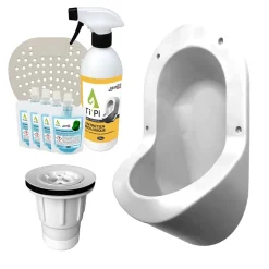 Ti'Pi Urinoir sans eau encastrable blanc + kit valve parachute + pack entretien* Urinoir