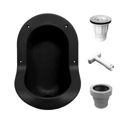 Ti'Pi Urinoir sans eau encastrable avec kit valve parachute et manchon droit - Polyéthylène - Noir