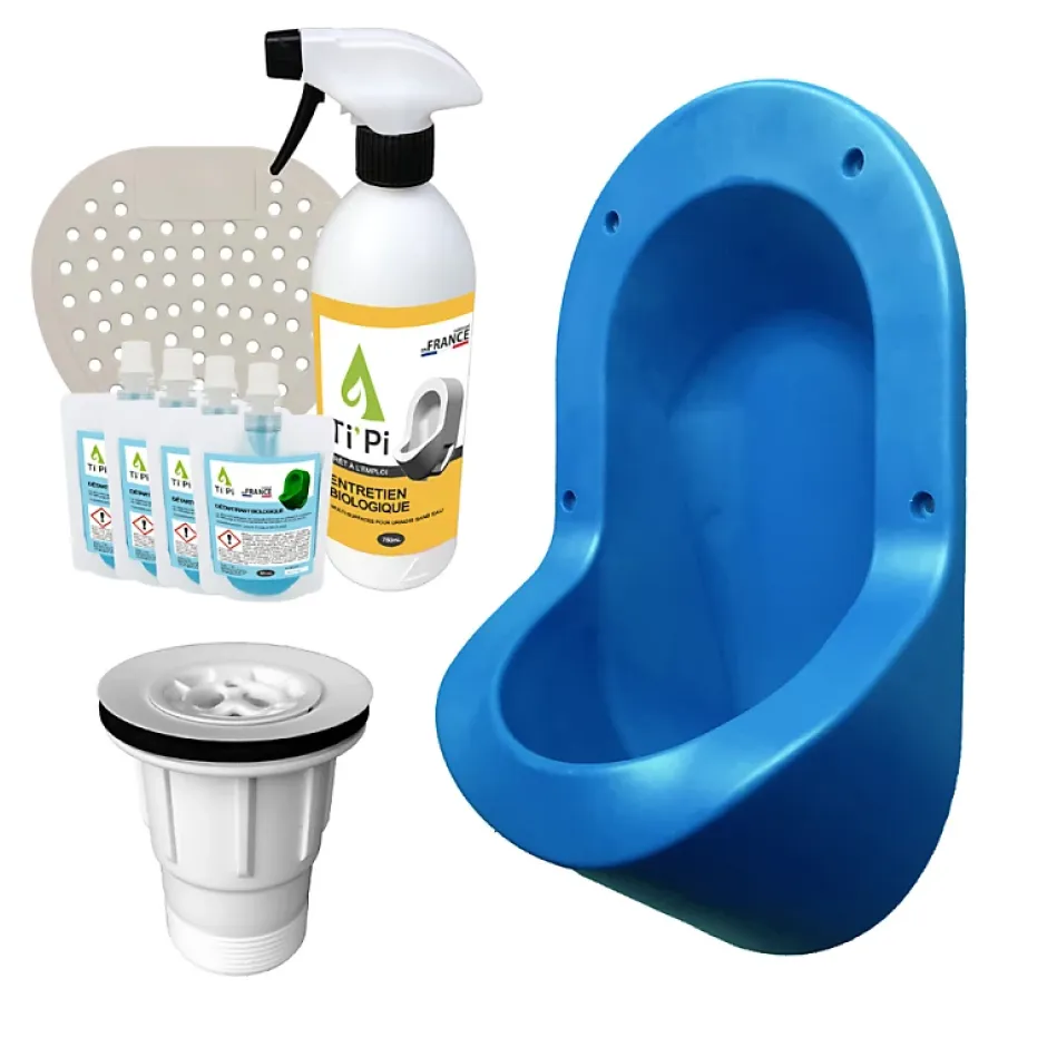 Ti'Pi Urinoir sans eau encastrable bleu + kit valve parachute + pack entretien* Urinoir