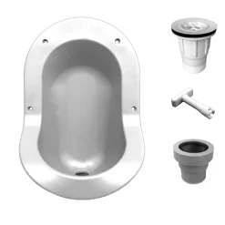 Ti'Pi Urinoir sans eau encastrable avec kit valve parachute et manchon droit - Polyéthylène - Blanc