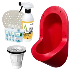 Ti'Pi Urinoir sans eau encastrable rouge + kit valve parachute + pack entretien