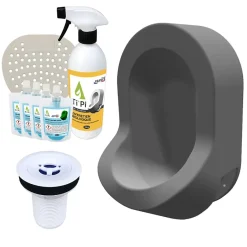 Ti'Pi Urinoir sans eau mural gris + kit valve bec de canard + pack entretien