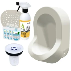 Ti'Pi Urinoir sans eau mural blanc + kit valve bec de canard + pack entretien