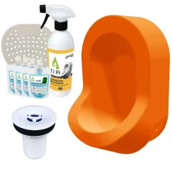 Ti'Pi Urinoir sans eau mural orange + kit valve bec de canard + pack entretien