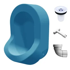 Ti'Pi Urinoir sans eau mural avec kit valve et manchon droit - Polyéthylène - Bleu* Urinoir