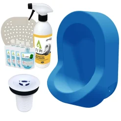 Ti'Pi Urinoir sans eau mural bleu + kit valve bec de canard + pack entretien* Urinoir
