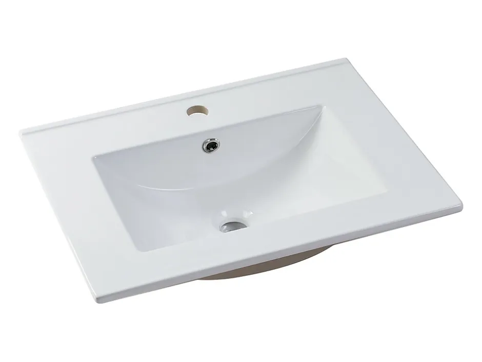 Vente-unique Vasque à encastrer blanche rectangle en céramique - 61 x 46,5 cm - MOTIAC