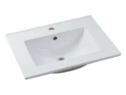 Vente-unique Vasque à encastrer blanche rectangle en céramique - 61 x 46,5 cm - MOTIAC