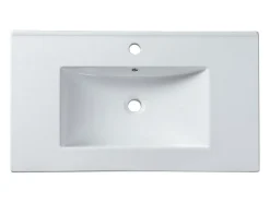 Vente-unique Vasque à encastrer blanche rectangle en céramique - 101 x 46,5 cm - MOTIAC