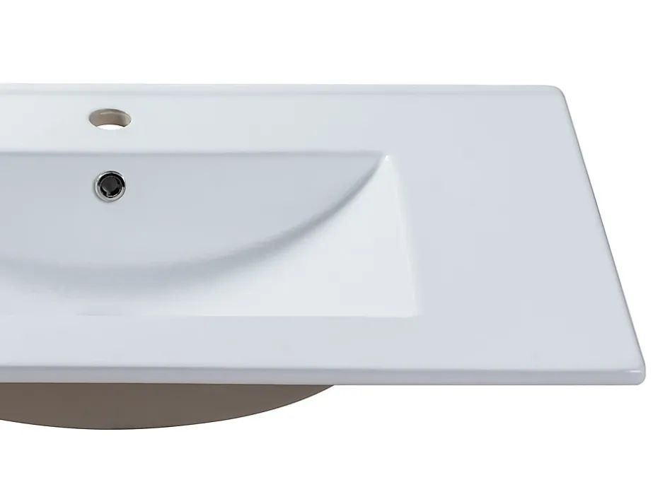 Vente-unique Vasque à encastrer blanche rectangle en céramique - 101 x 46,5 cm - MOTIAC