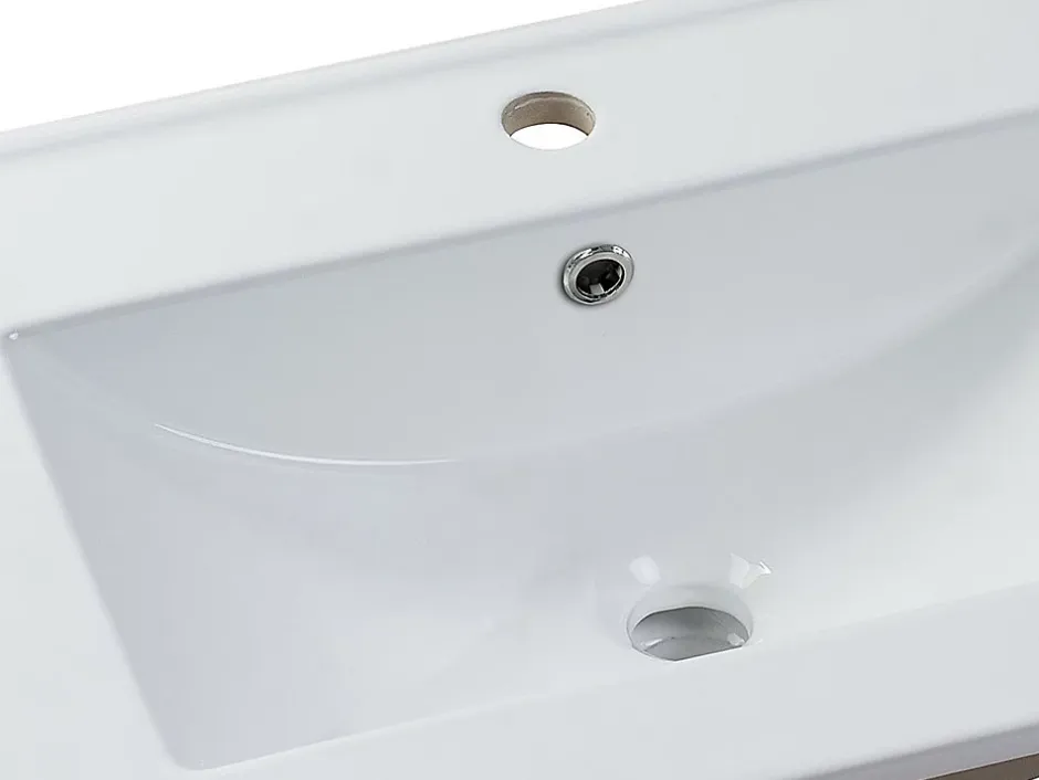 Vente-unique Vasque à encastrer blanche rectangle en céramique - 101 x 46,5 cm - MOTIAC