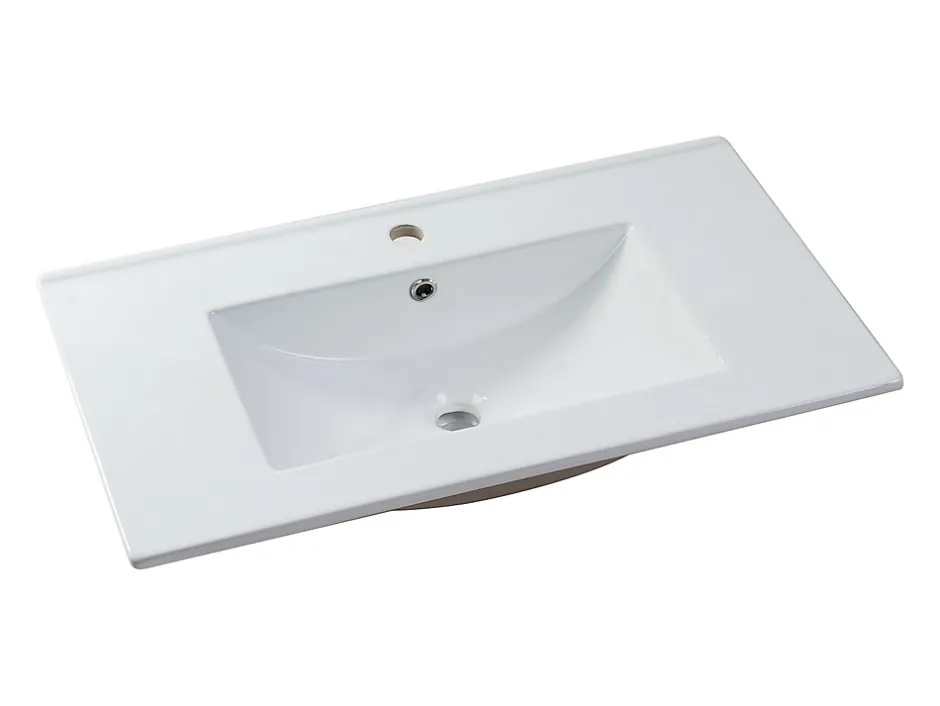 Vente-unique Vasque à encastrer blanche rectangle en céramique - 81 x 46,5 cm - MOTIAC