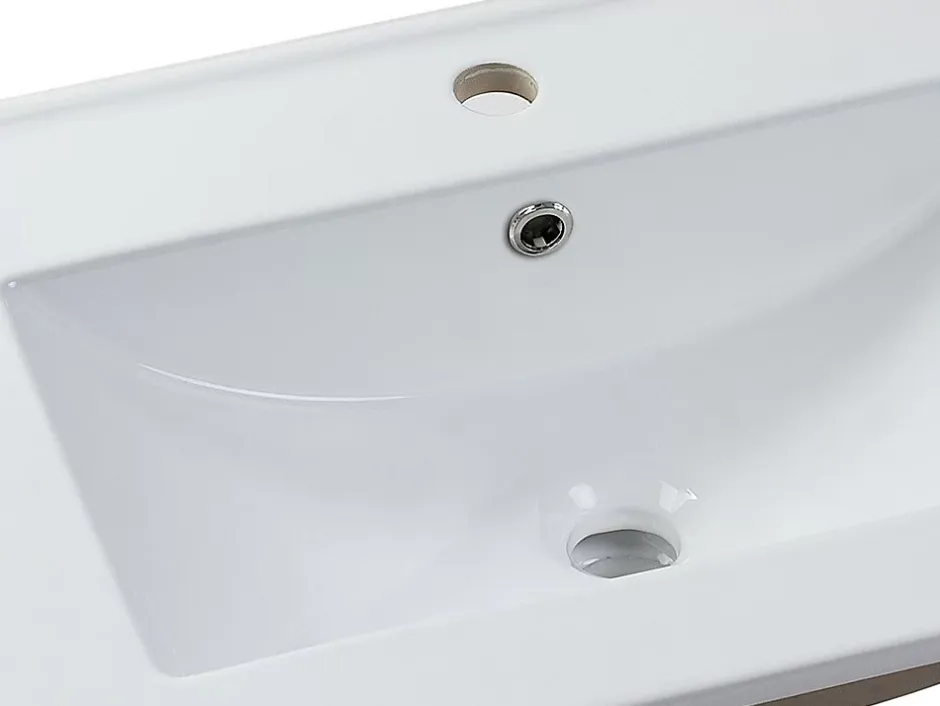 Vente-unique Vasque à encastrer blanche rectangle en céramique - 81 x 46,5 cm - MOTIAC
