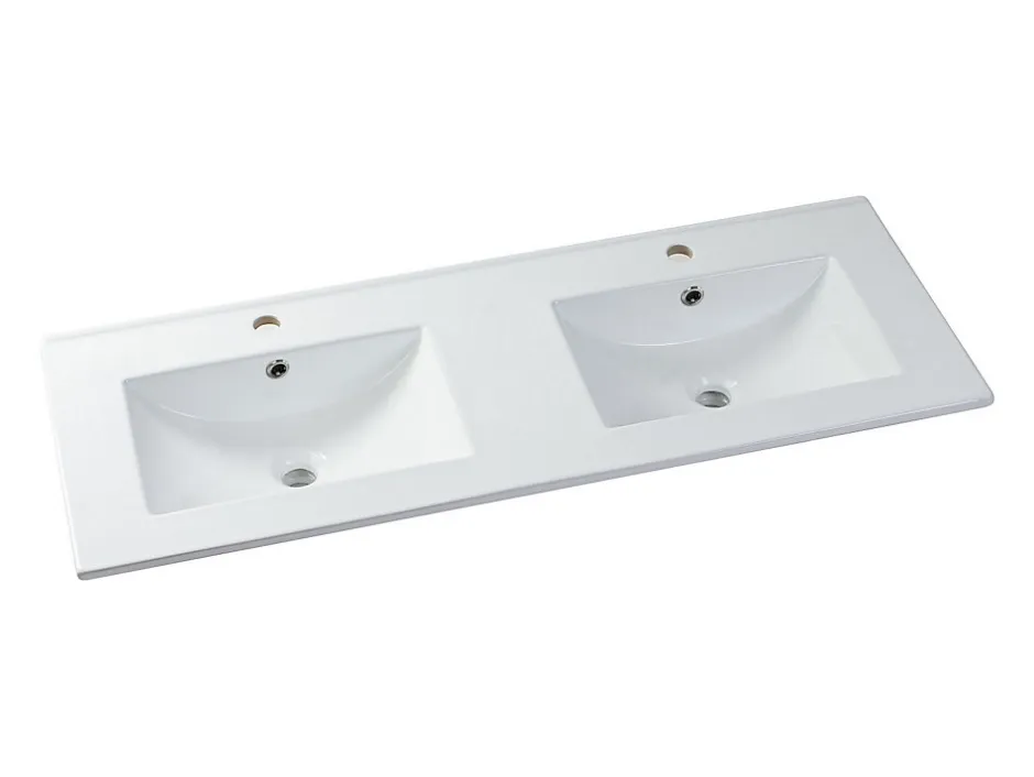 Vente-unique Vasque à encastrer blanche rectangle en céramique - 122 x 46,5 cm - MOTIAC* Vasque À Encastrer