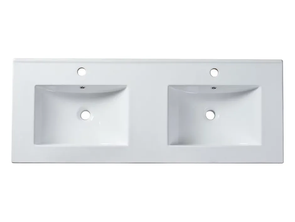 Vente-unique Vasque à encastrer blanche rectangle en céramique - 122 x 46,5 cm - MOTIAC* Vasque À Encastrer