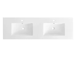 Vente-unique Vasque à encastrer blanche rectangle en céramique - 151 x 46,5 cm - MOTIAC