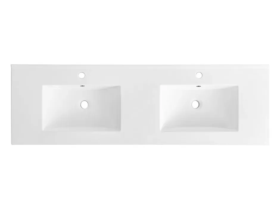 Vente-unique Vasque à encastrer blanche rectangle en céramique - 151 x 46,5 cm - MOTIAC