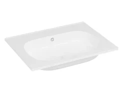 Vente-unique Vasque à encastrer en résine effet pierre - Blanc - L60 x l46 cm - OKIWA