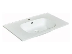 Vente-unique Vasque à encastrer en résine effet pierre - Blanc - L80 x l46 cm - OKIWA