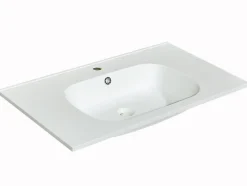 Vente-unique Vasque à encastrer en résine effet pierre - Blanc - L80 x l46 cm - OKIWA